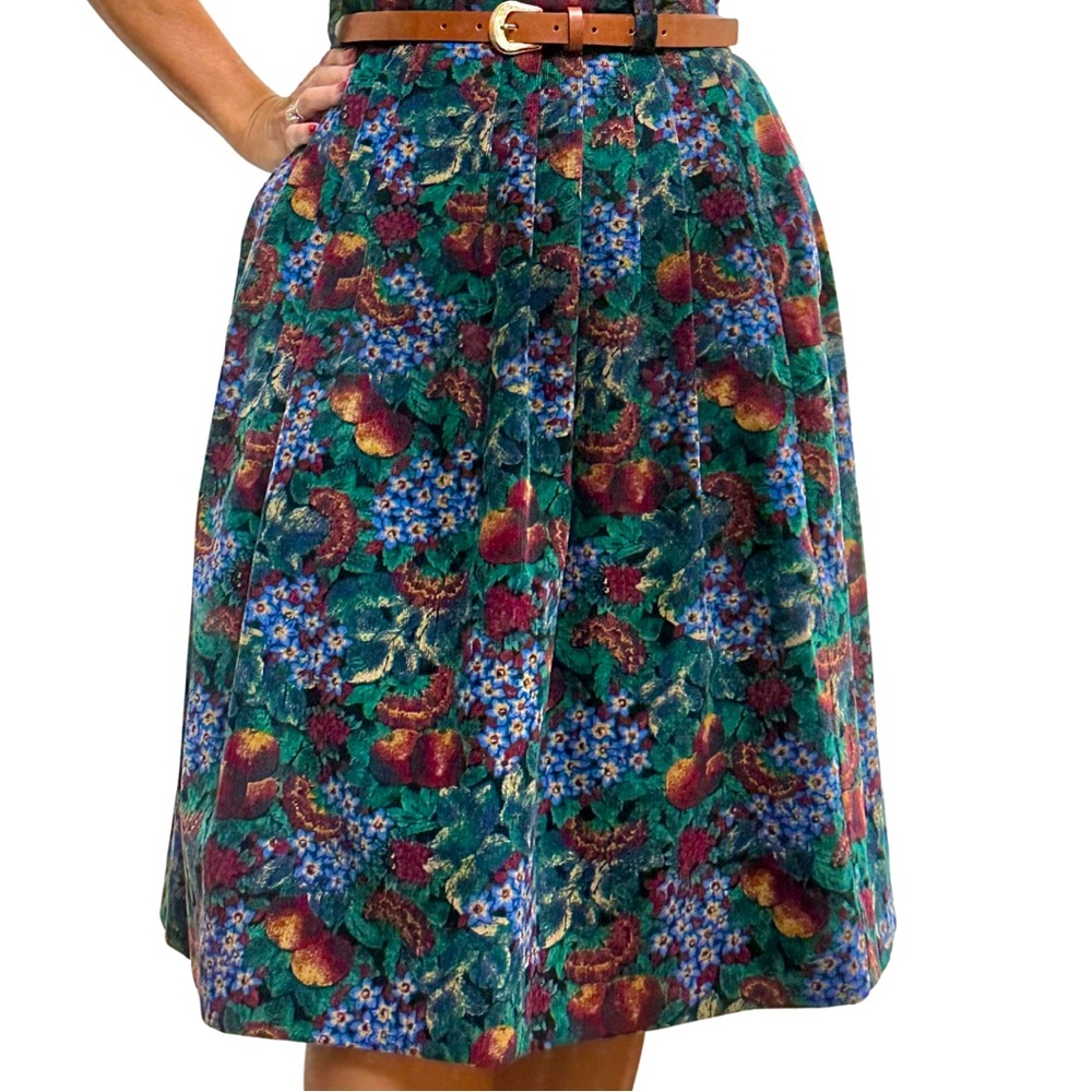Vintage LL Bean corduroy skirt with floral pattern